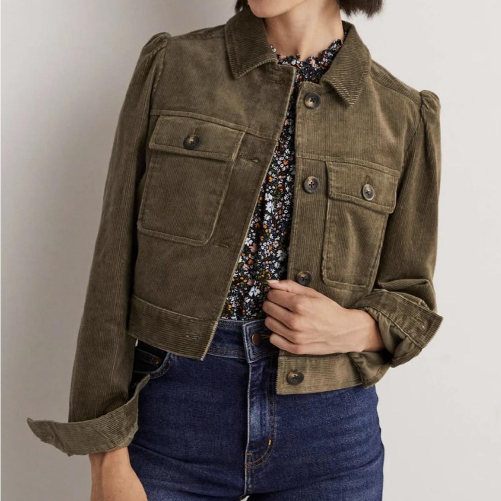 Boden Cropped Olive Corduroy Jacket